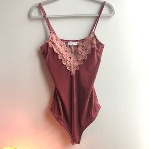 Velvet and lace bodysuit